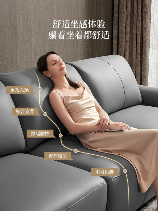 Leather Sofa Bed Italian Minimalist Electric Function Living Room First Floor Leather Sofa