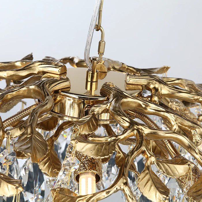 Creative Modern Branches Crystal Chandelier Restaurant Living Room Dining Table Gold Leaf Luxury Decoration Pendant Light