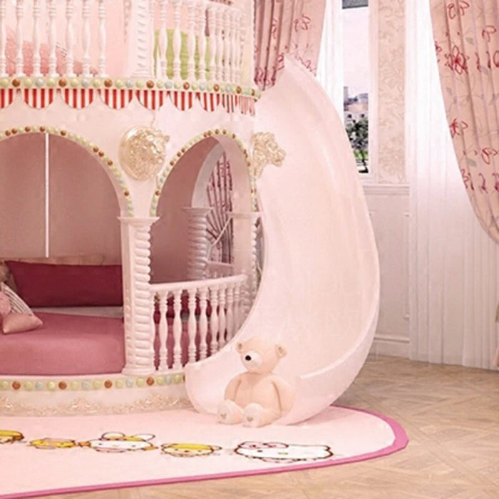 Bedroom Princess Girl Slide Children Bed , Lovely Single Pink Castle Bed Girls Furniture
