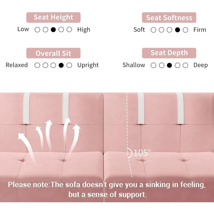 Futon Sofa Bed Modern Folding Sleeper Couch Bed for Living Room,Velvet Loveseat Sofa Couch Sofa cama,Adjustable Armrests Backres