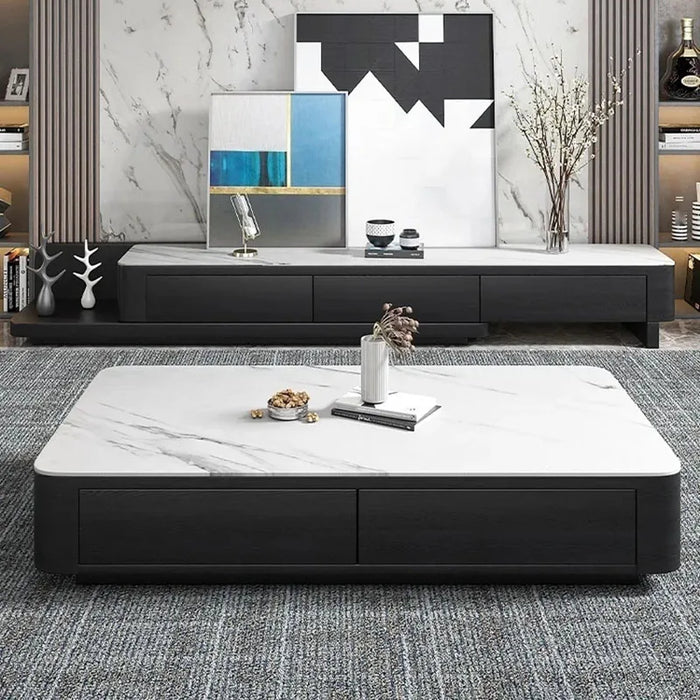 New Italian Slate Coffee Table TV Cabinet Simple Modern Small Family Light Luxury Retractable Table Living Room Furniture