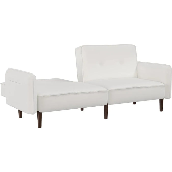 Convertible Futon Sofa Bed Sleeper Couch Folding  Living Room Linen Upholstered 75 INCH with Armrest & 2 Pillows & 3 Backrest