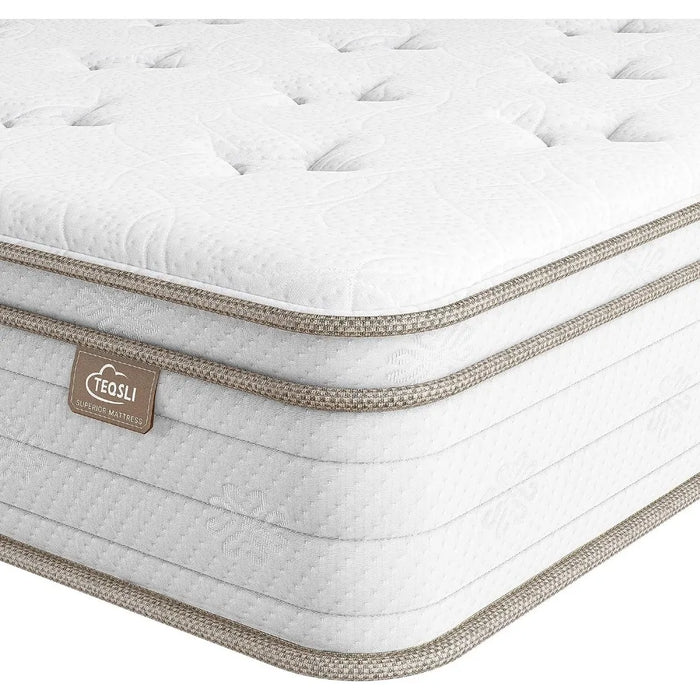 Queen Mattress 12 Inches, Memory Foam and 7 Zone Pockets with Built-in Spring Hybrid Mattress for Pressure Relief and Support