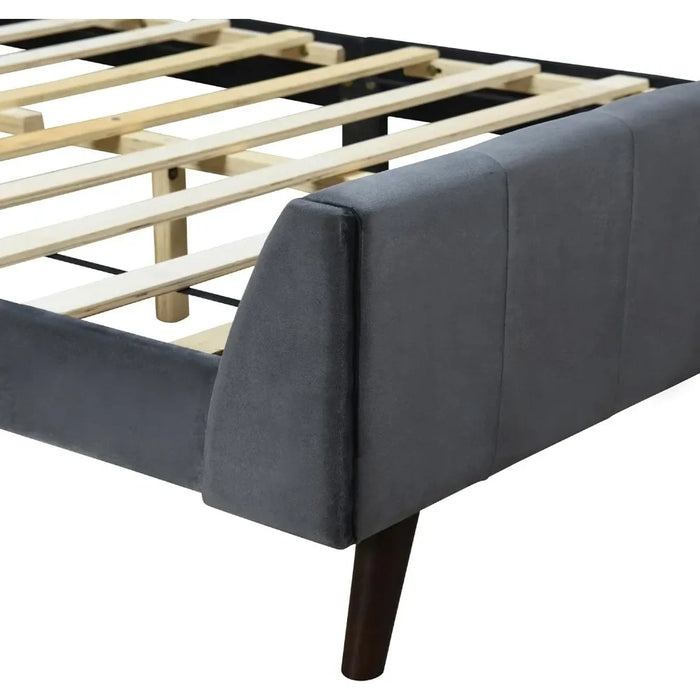 Bed FrameUpholstered velvet full-size platform bed with headboard and footboard for easy assembly of bedroom bed