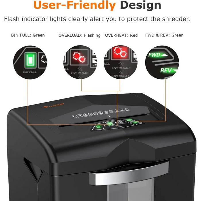 Bonsaii Heavy Duty Paper Shredder, 24 Sheet 60 Mins Large Office Crosscut Shredder for Commercial Use, 7 Gal Pullout Bin C144-D