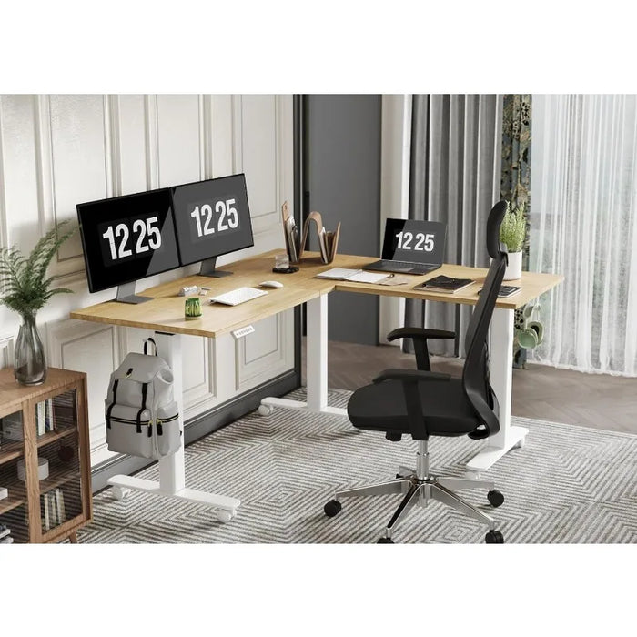 Triple Motor L Shaped Standing Desk, 63 x 55 inch Corner Stand Up Desk, Adjustable Height Home Office Desk