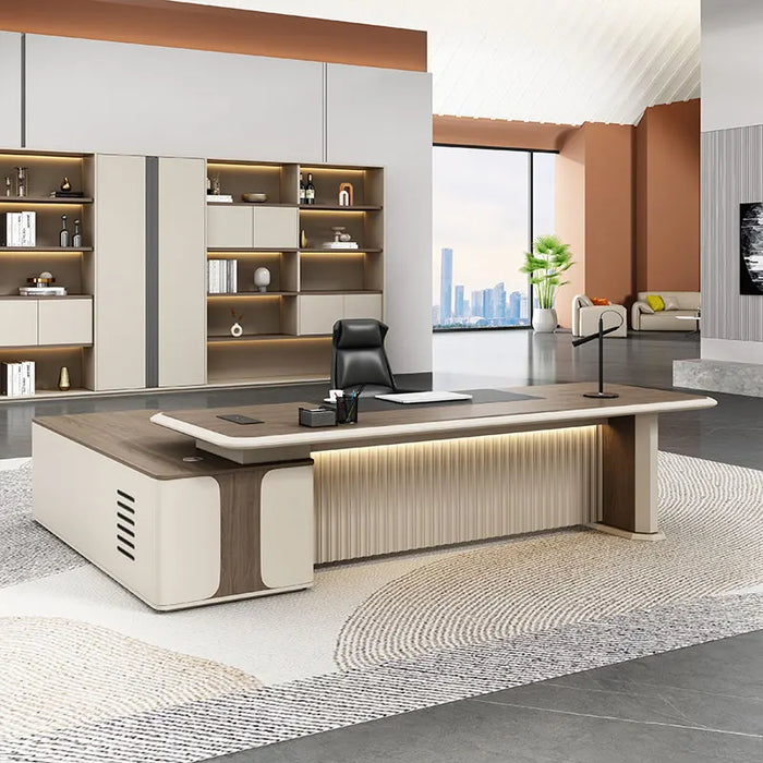 Executive Office Desk Modern L Shaped Organizer Wooden Standing Console Computer Desk Table Drawers Escritorio Office Furniture