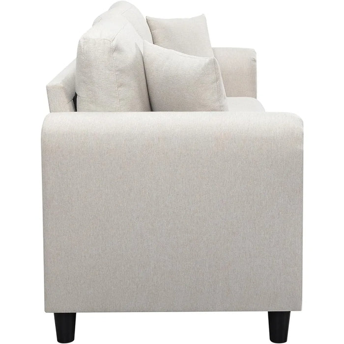 Home Furniture Loveseat Sofa With 2 Pillow & 3 Seater Couch for Small Space Living Room Sofa Set Furniture Beige Easy Assembly