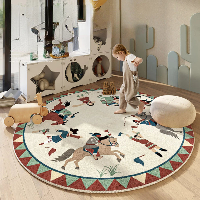 Cartoon Children's Rugs for Bedroom Cute Round Living Room Decoration Carpet Fluffy Soft Plush Floor Mat Home Thick Bedside Rug