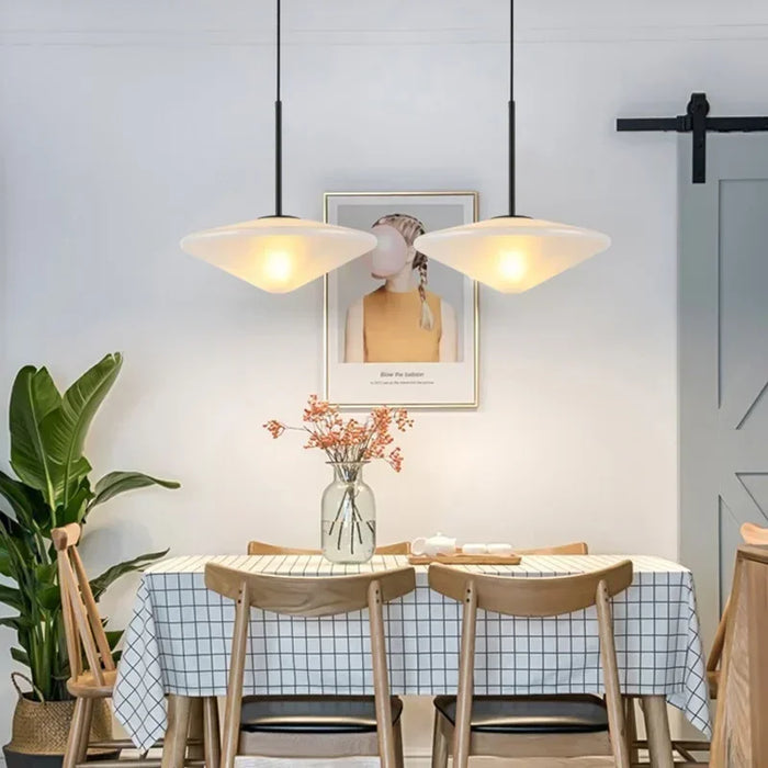 Led Lamp Home Decor Nordic Simple Pendant Light Glass Art Single Head Bedside Chandelier for Bedroom Dining Room Fixture SANDYHA