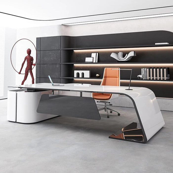 Luxury Console Conference Office Desks Storage Reception L Shaped Wooden Shelf Study Corner Mesa Escritorio Office Accessories
