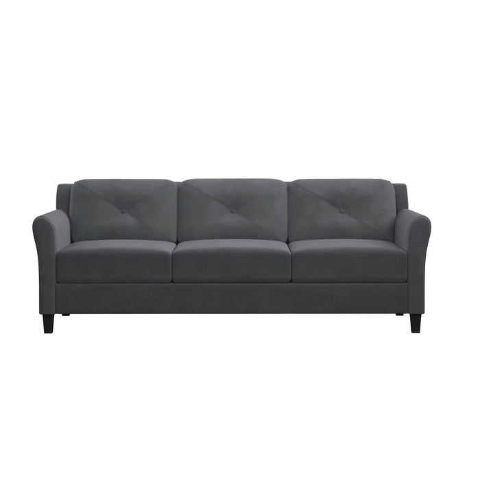 Upholstered Sectional Sofa with Rolled Arms, Fabric, for Compact Living Space, Bedroom, Living Room, Apartment