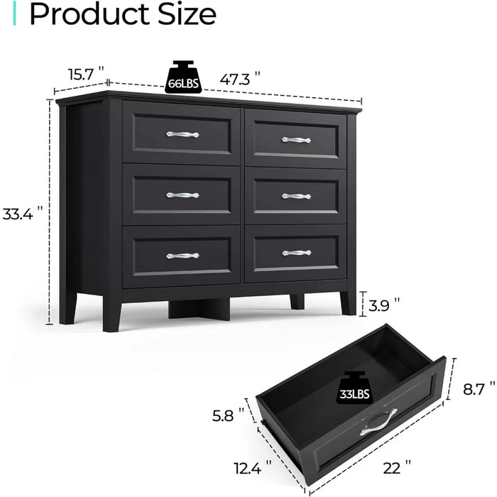Dresser with 9 Drawers Dresser, Wide Chest of Drawers Wood Dresser, Double Dresser StorageBedroom, Living Room, Dresser
