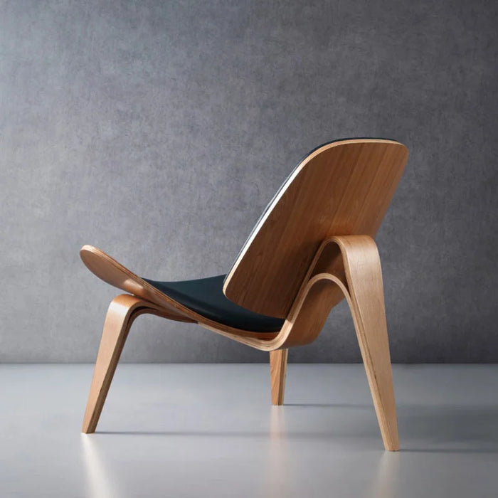 Hans Wegner Style Three-Legged Shell ChairsAsh Plywood Fabric Upholstery Living Room Furniture Modern Lounge Shell ChairsReplica