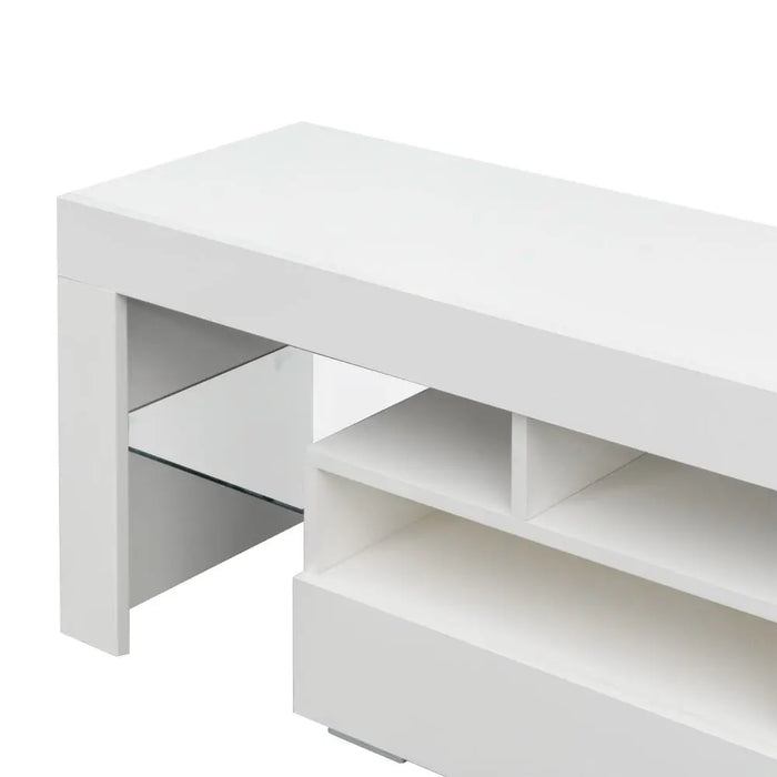 Living Room Furniture TV Stand Cabinet with 2 Drawers & 2 Open Shelves, 20-color RGB LED Lights with Remote