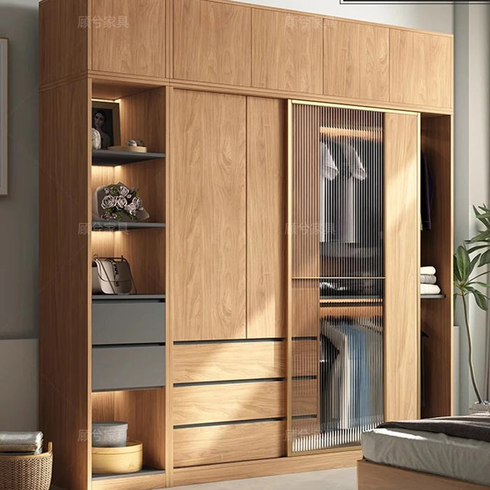 Big Wooden Wardrobe Multifunctional Organizer Designer Simple Drying Rack Combination Closet Storage Roperos Korean Furniture