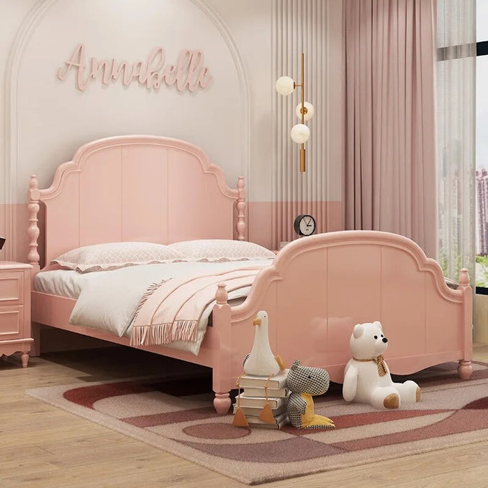 Children's furniture pink children's bed girl dream solid wood single children's room bedroom little girl girl princess bed