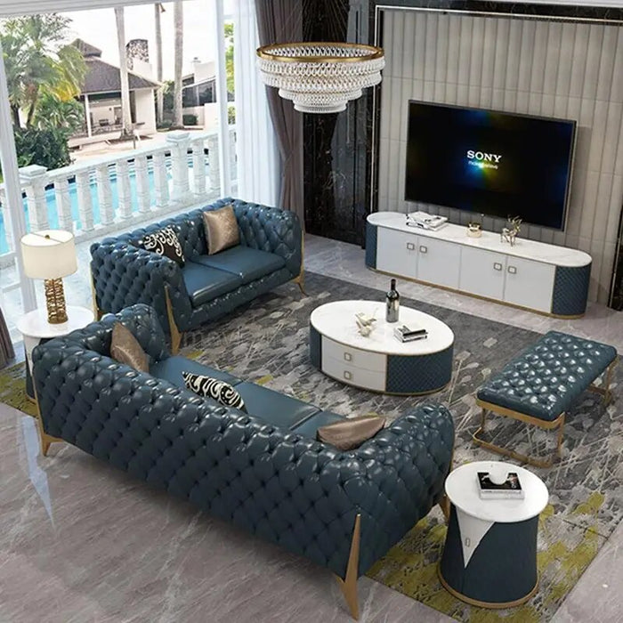 Nordic Living Room Real Genuine Leather Chesterfield Sofas Large Villa Nordic Recliner Sofa Set Household Mueble Salon Furniture
