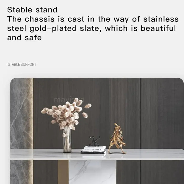 Golden Stainless Steel Luxury Rectangular Custom Marble Garden Table 1.8m Nordic Dining Rooms Restaurant Hotel Furniture