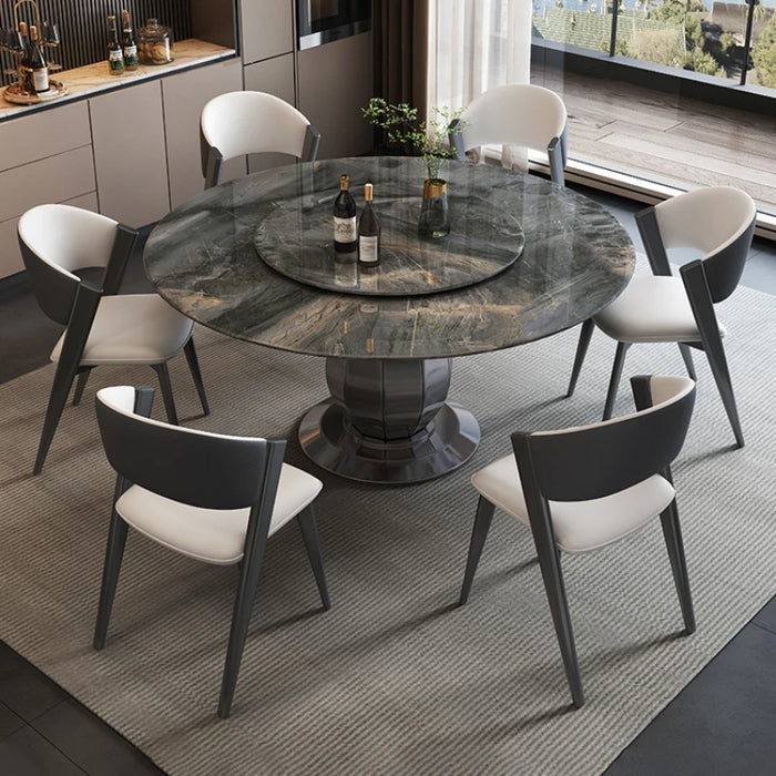 Natural Marble Dining Table Modern Minimalist Small Unit Circular With Turntable Light Luxury Super Crystal Luxury YX50DT