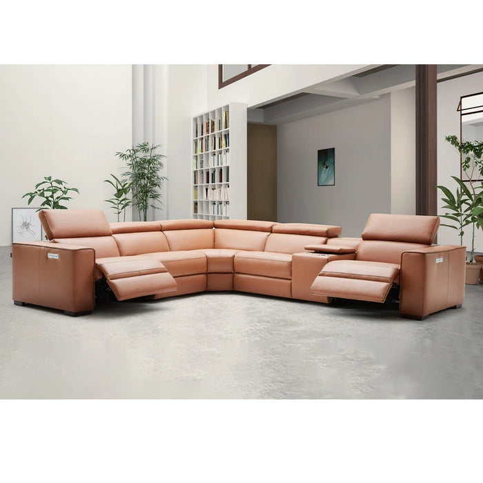MANBAS Electric Dual Motor Recliners with Headrest Feature Power Reclining Sofa Genuine Leather Sectional Couch Theater Seats