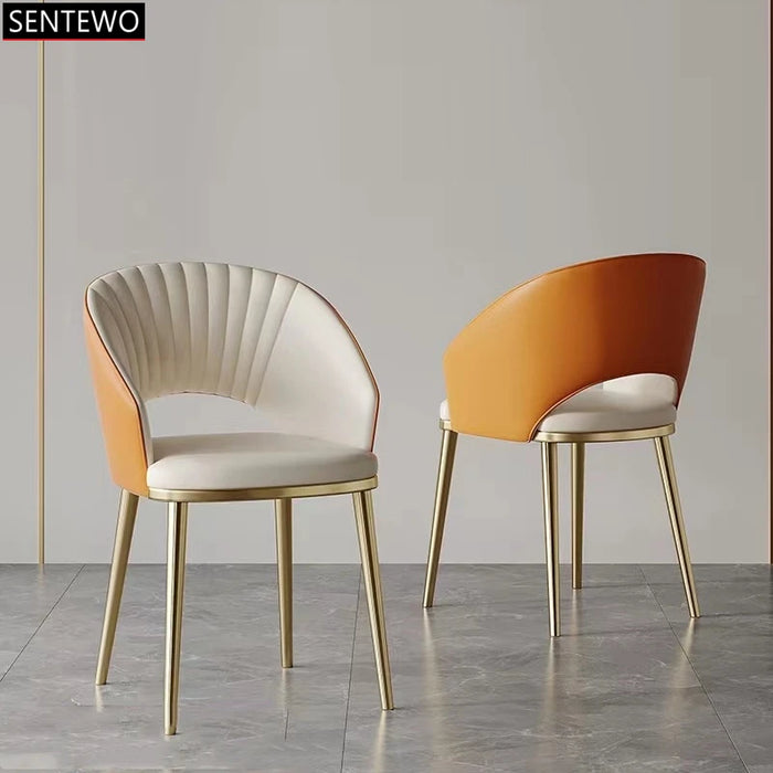 Design Golden Light Luxury Modern Dining Chair Metal Stainless Steel PU Backrest Chair Dining Room Furniture Household Chair