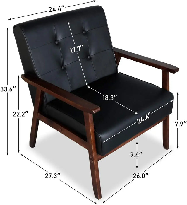 JIASTING Mid Century 1 Loveseat Sofa and 2 Accent Chairs Set Modern Wood Arm Couch and Chair Living Room Furniture