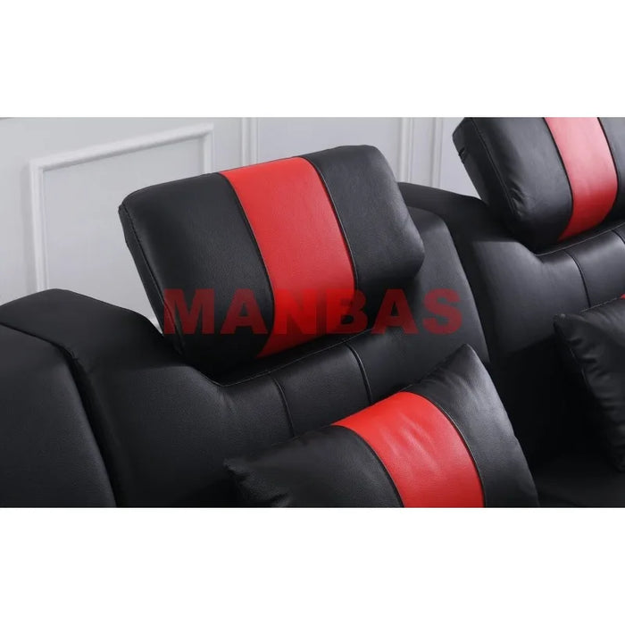 Linlamlim Italian Genuine Leather Sectional Sofa with LED Lights | Futuristic Furniture U Shape Couch Living Room Big Sofas Set