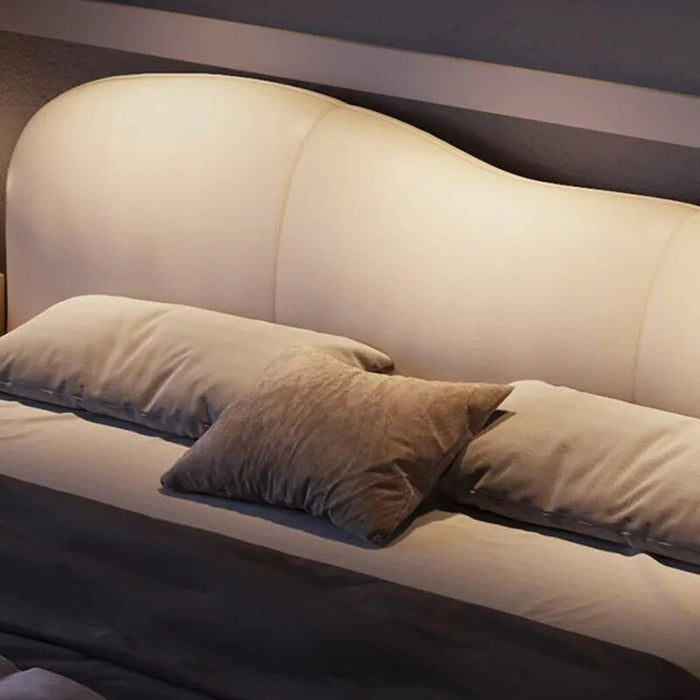Nordic Unique Aesthetic Bed Storage Metal Minimalist Queen King Bed Modern Wood Leather Cama Matrimonial Bedroom Furniture