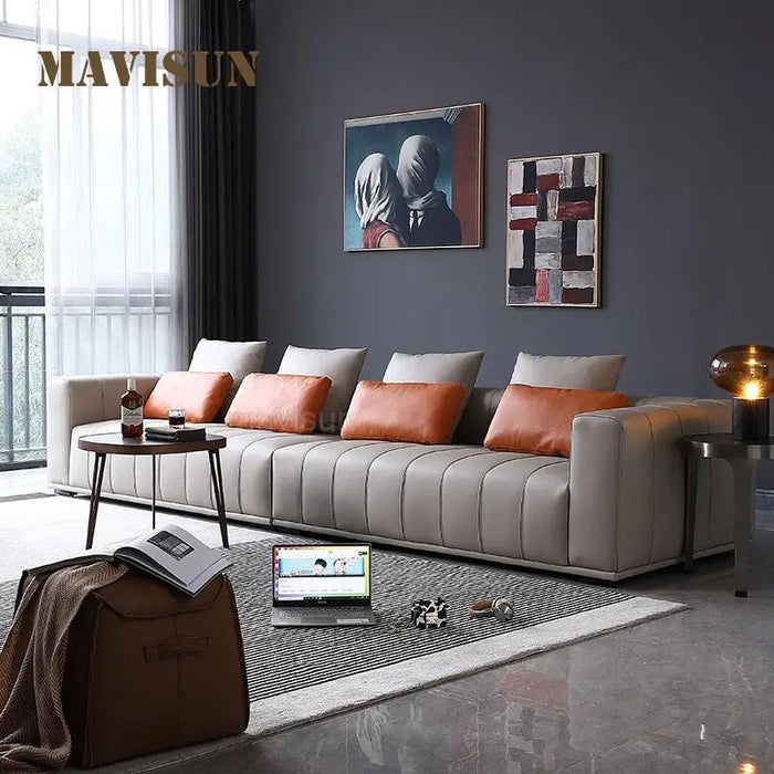 Minimalist Luxury Long Sofa Bed Modern High End Living Room Simple Nordic Italian Big House Sofa Combination Home Furniture