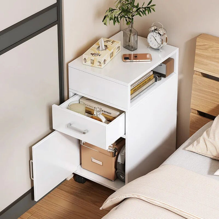 Storage Cabinet Simple Modern Night Tables Small With Roller Mobile Nightstands Bedroom Narrow Seam Sofa Coffee Table