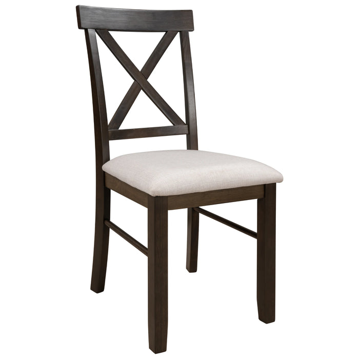 5 Pieces Farmhouse Rustic Wood Kitchen Dining Table Set with Upholstered 4 X-back Chairs for  Living Room