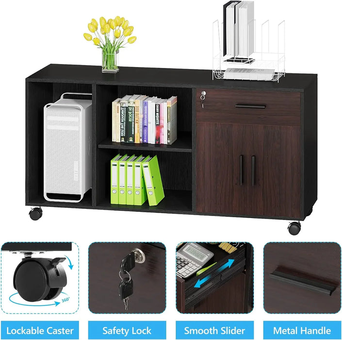 Large Executive Office Desk with Lateral File Cabinet,L Shaped Office Desk with Drawers and Storage,Home Office Furniture Sets