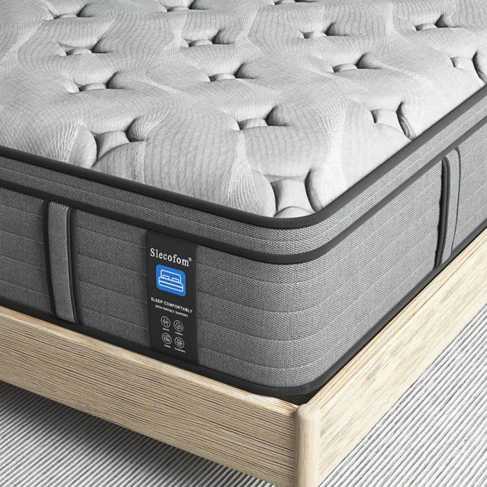 2024 New 12 Inch Gel Memory Foam Pocket Spring Hybrid Mattress, Grey