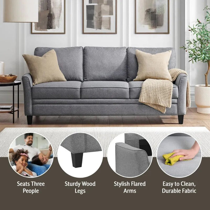 Mainstays Auden 3 Seat Classic Modern Sofa, Black furniture sofa furniture living room sets sofa