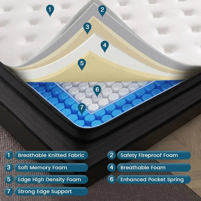 Queen Size Mattress,12 Inch Memory Foam Hybrid Mattress in a Box, Comfortable for Sleep Supportive and Pressure Relief