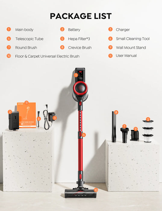 BUTURE 33KPa 450W Cordless Wireless Handheld Vacuum Cleaners for Pet Home Appliance 1.2L Dust Cup Removable Battery