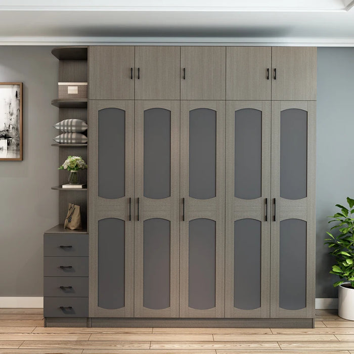 Nordic wardrobe simple modern economic assembly bedroom cabinet solid wood overall combination 2345 large wardrobe