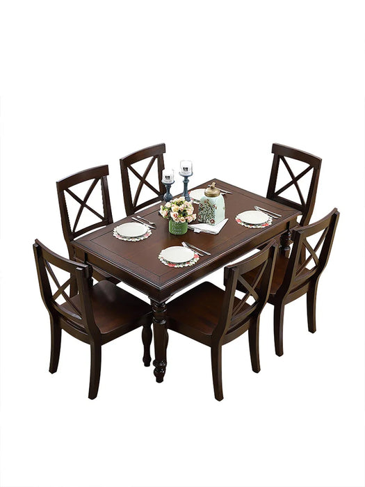 American solid wood dining table restaurant rectangular oak wood dining table dining chair combination