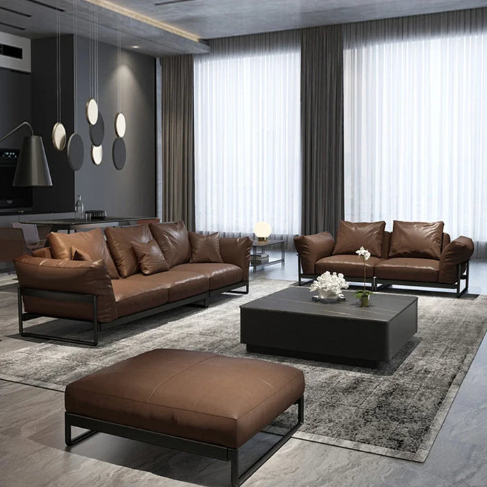 Leather Sofa Modern Minimalist Living Room First Layer Cowhide Napa Leather