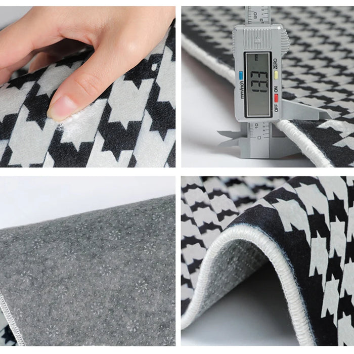 Light Luxury French Modern Plaid Living Room Carpet Bedroom Bedside Retro Striped Large Area Decorative Rugs Non-slip Floor Mat