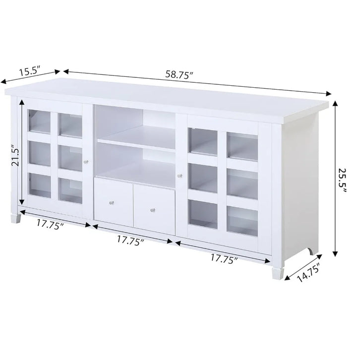 Convenience Concepts Newport Park Lane 1 Drawer TV Stand with Storage Cabinets and Shelves for TVs up to 65 Inches, Espresso