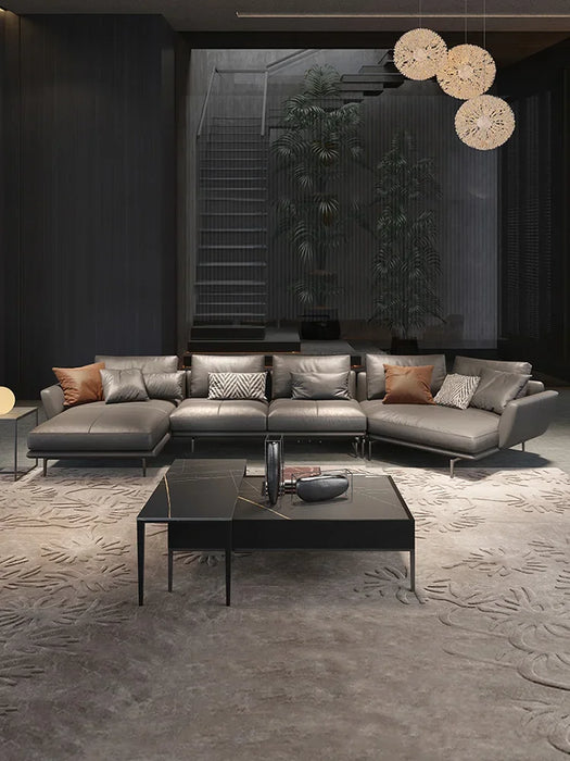 Special-Shaped Corner Leather Sofa First Layer Cowhide Living Room Creative