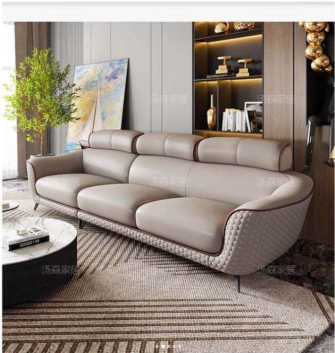 Light luxury leather sofa living room very simple modern size apartment furniture high-end first layer cowhide sofa