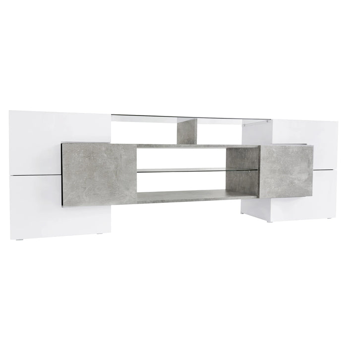 TV Stand for TVs Up to 80" with 2 Illuminated Glass Shelves , Versatile TV Cabinet with LED Color Changing Lights