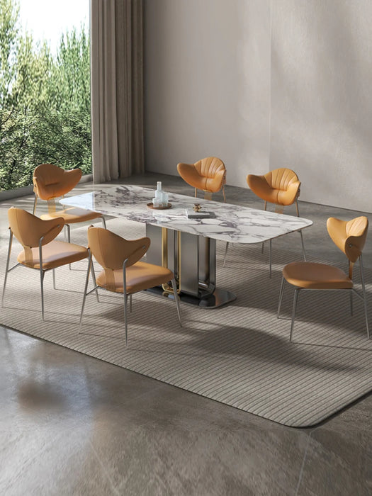 Luxury natural microcrystalline stone table Modern simple household high-end designer rectangular table chair