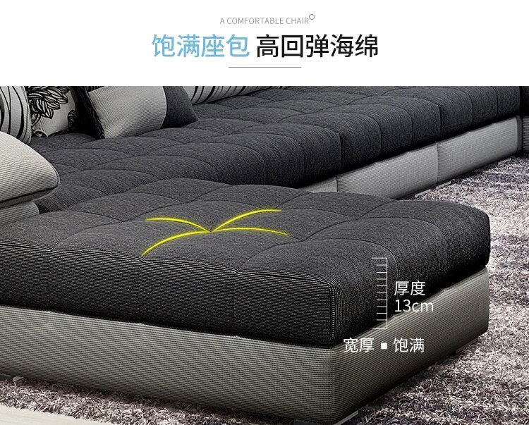 MANBAS Fabric Big Sofa Set Living Room Furniture Cloth Sofa Modernos Para Sala Sectional Sofa U Shape Corner Couch Grandes Salon