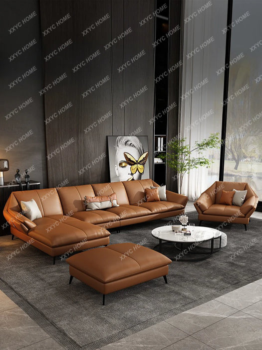 Leather Sofa Italian First Layer Cowhide Living Room Art-Sofa