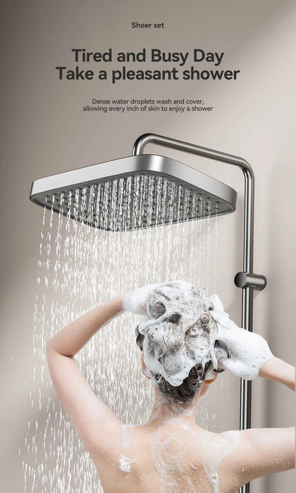Space Aluminum Digital Display Thermostatic Shower Faucet Set , Piano Button With Ambient Light Bathroom Faucets Shower Head
