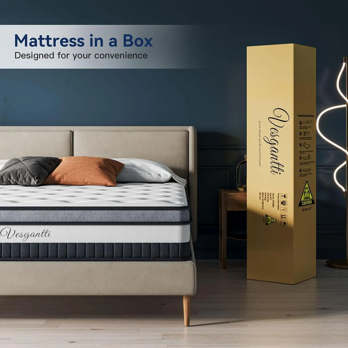 Size Mattress - Ergonomic Design with Memory Foam and Pocket Spring Mattress King Size - Box Top Series Medium Firm Feel